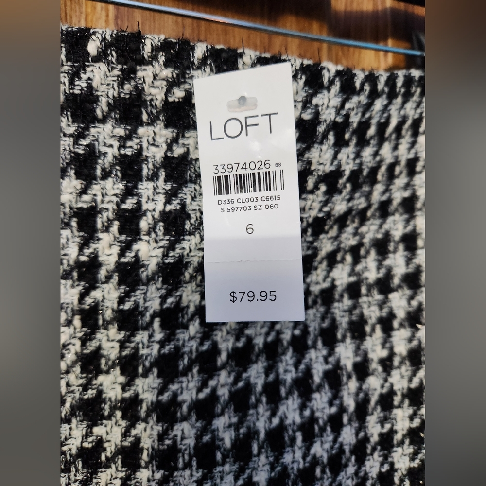 NWT Loft Sz 6 Metallic Tweed Houndstooth Skirt - Picture 5 of 7